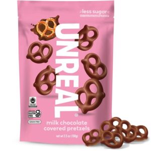 UNREAL Milk Chocolate Covered Pretzels 3.5oz Pouch 6ct